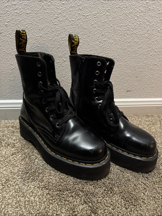 Dr. Martens Shoes - Black Jadon Platform Leather Doc Martens
